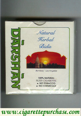 Darshan Natural Herbal Bidis cigarettes wide flat hard box